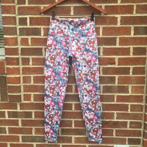 Aerie Chill Play Move Active Leggings Medium Blue Pink Floral Bloomcore
